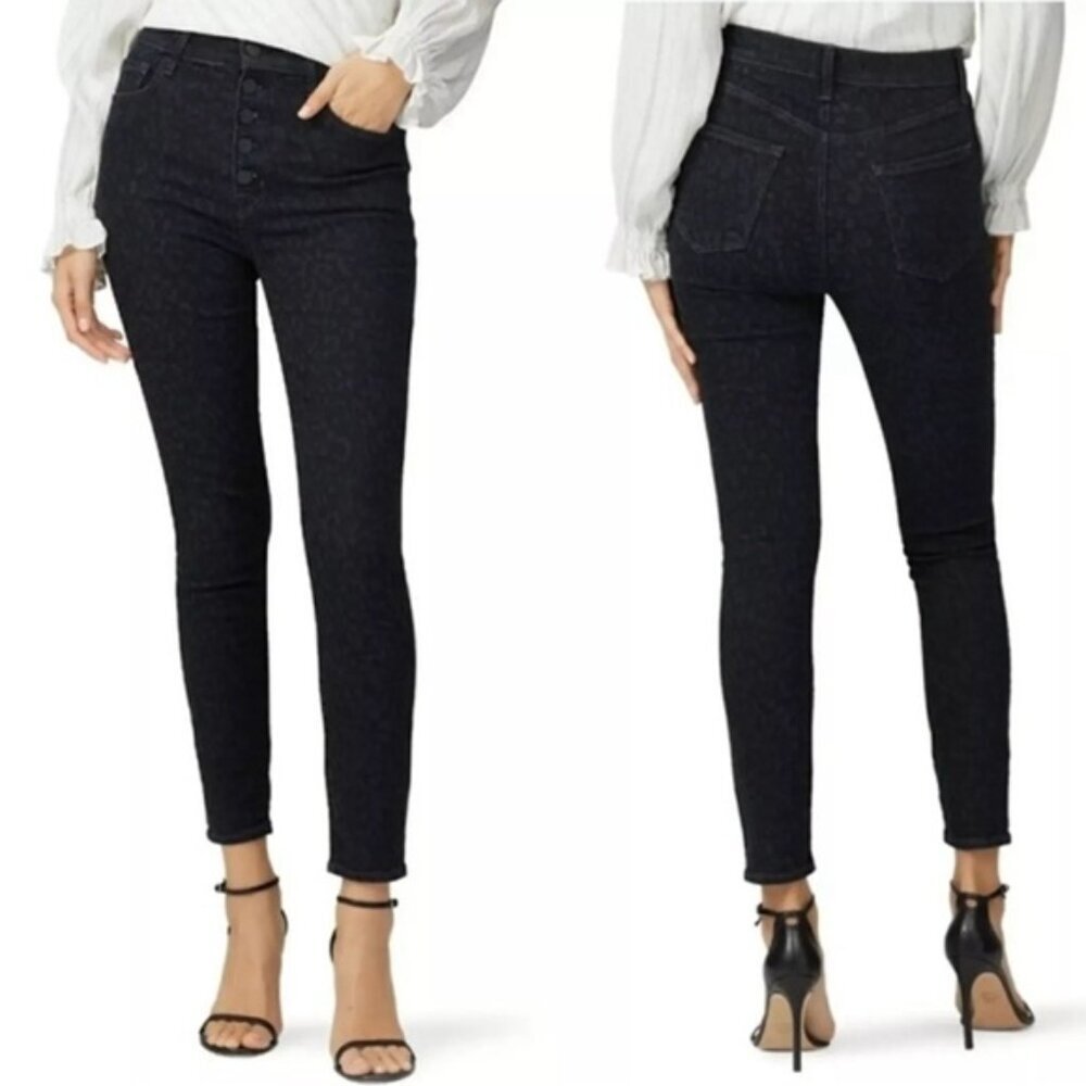 NWT J BRAND Lillie Black Leopard Button Fly Print High Rise Crop Skinny Jeans